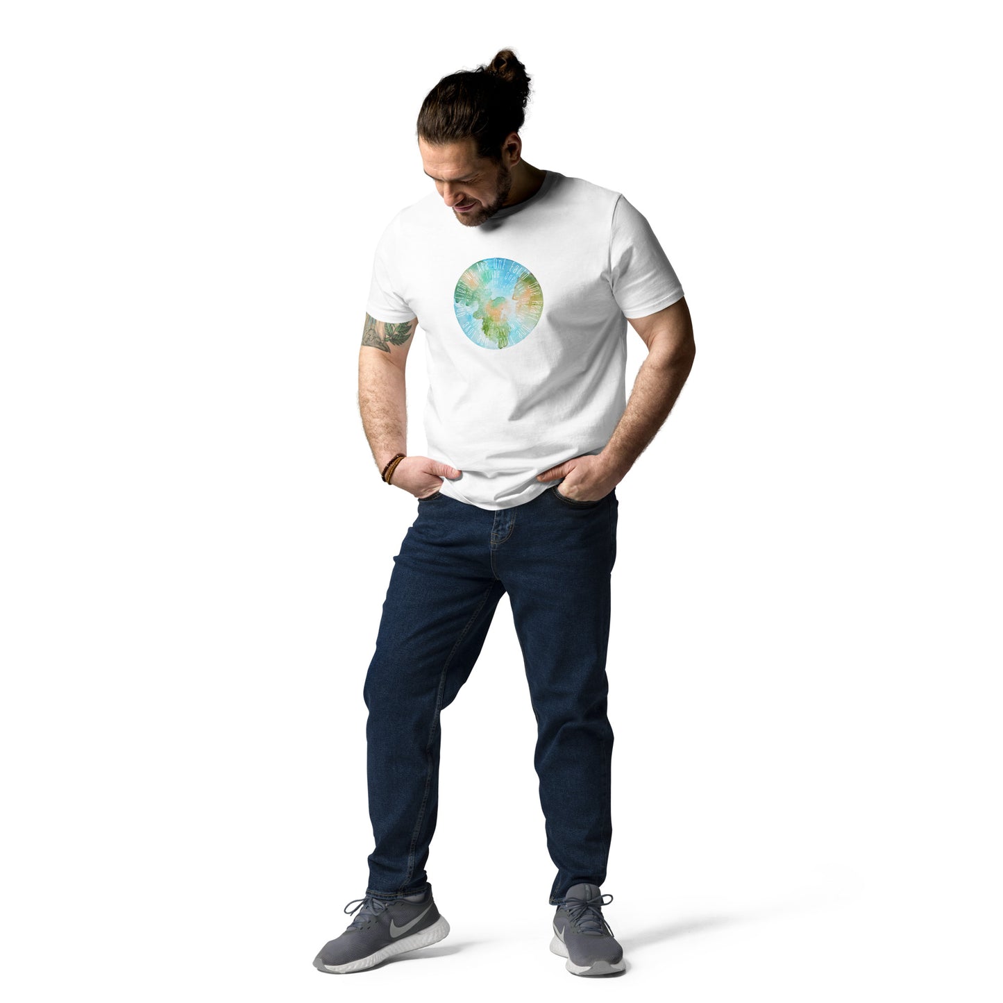 100% Organic Cotton Unisex T-Shirt - "We Are One Earth" (Front)