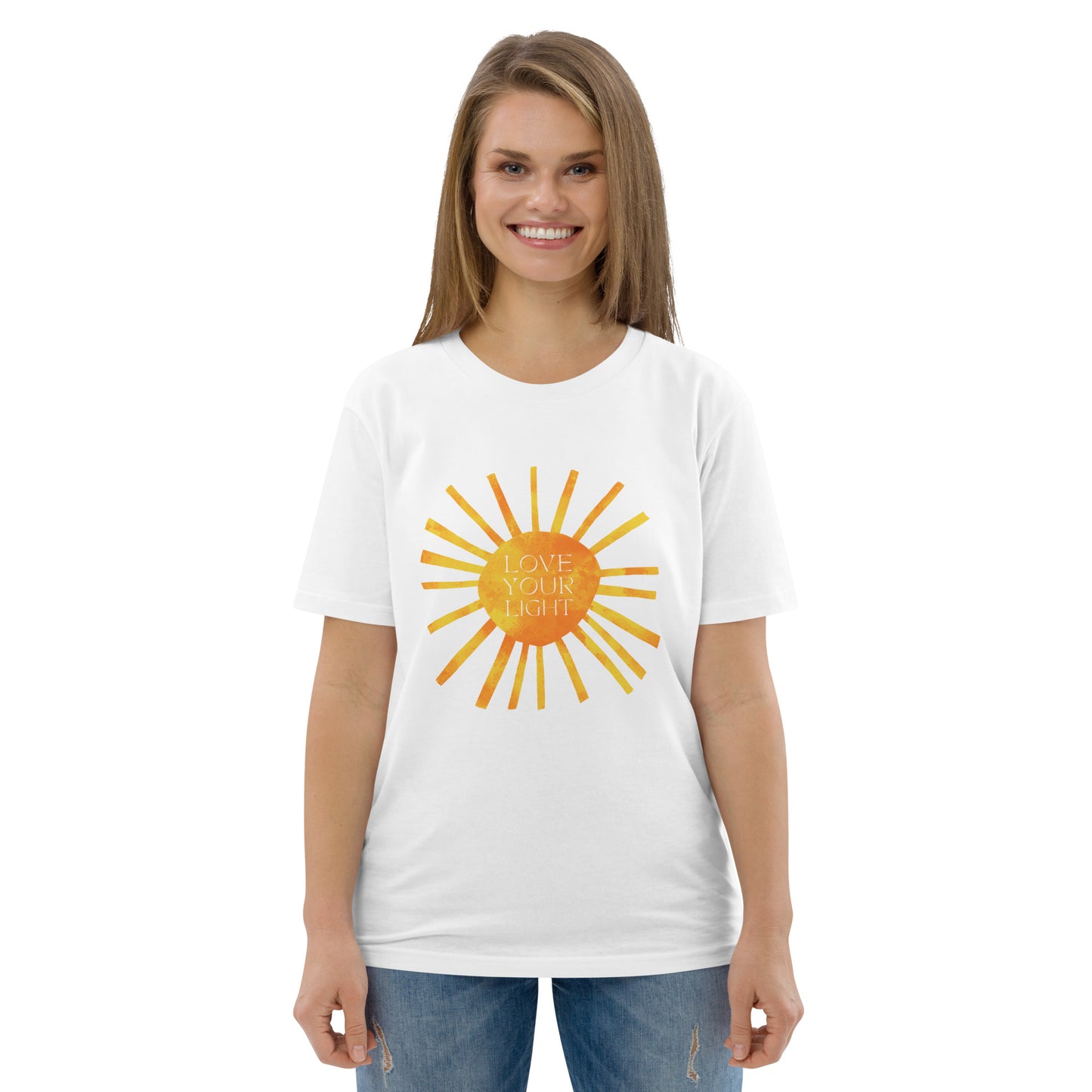 100% Organic Cotton Unisex T-Shirt - "Love Your Light" (Front)