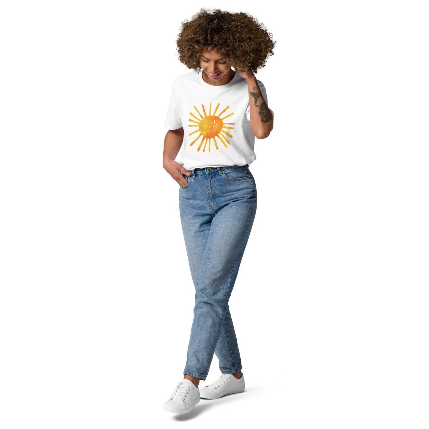 100% Organic Cotton Unisex T-Shirt - "Love Your Light" (Front)