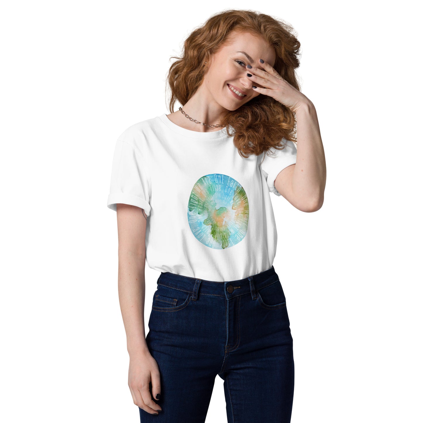 100% Organic Cotton Unisex T-Shirt - "We Are One Earth" (Front)